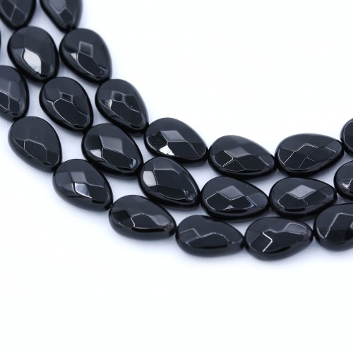Black Agate Faceted Oval 8x10mm