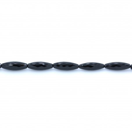 Agate de couleur noire, en forme de tonnelet facetté 10 * 30mm x 1pc