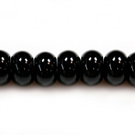 Black agate in shape of roundel 5x8mm x 10 pcs