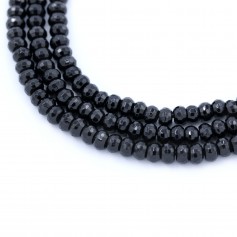 Onyx noir, rondelle facette, 4x6mm x 40cm