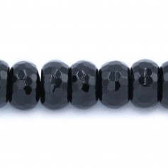 Black Agate Rondelle Facet 5 X 8mm 10 beads