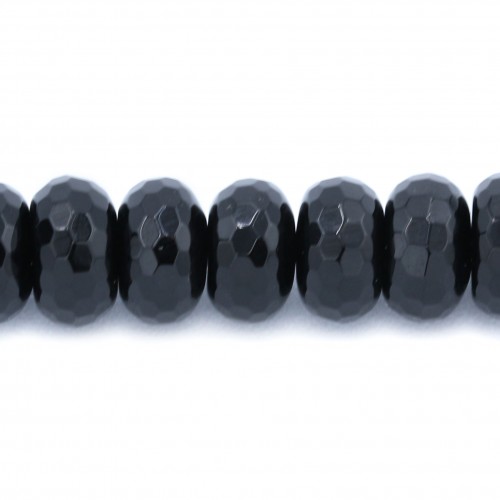 Agata nera Rondelle Facet 6 x 10 mm 6 perline
