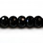 Agate on black color, in the shape of a faceted roundel, 10 * 14mm x 5pcs
