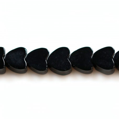 Agate noire cœur 4mm x 40cm