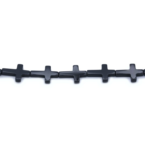 Ágata negra, en forma de cruz, 18 * 25mm x 1pc