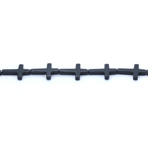 Schwarzer Achat Kreuz 22x30mm x 1pc