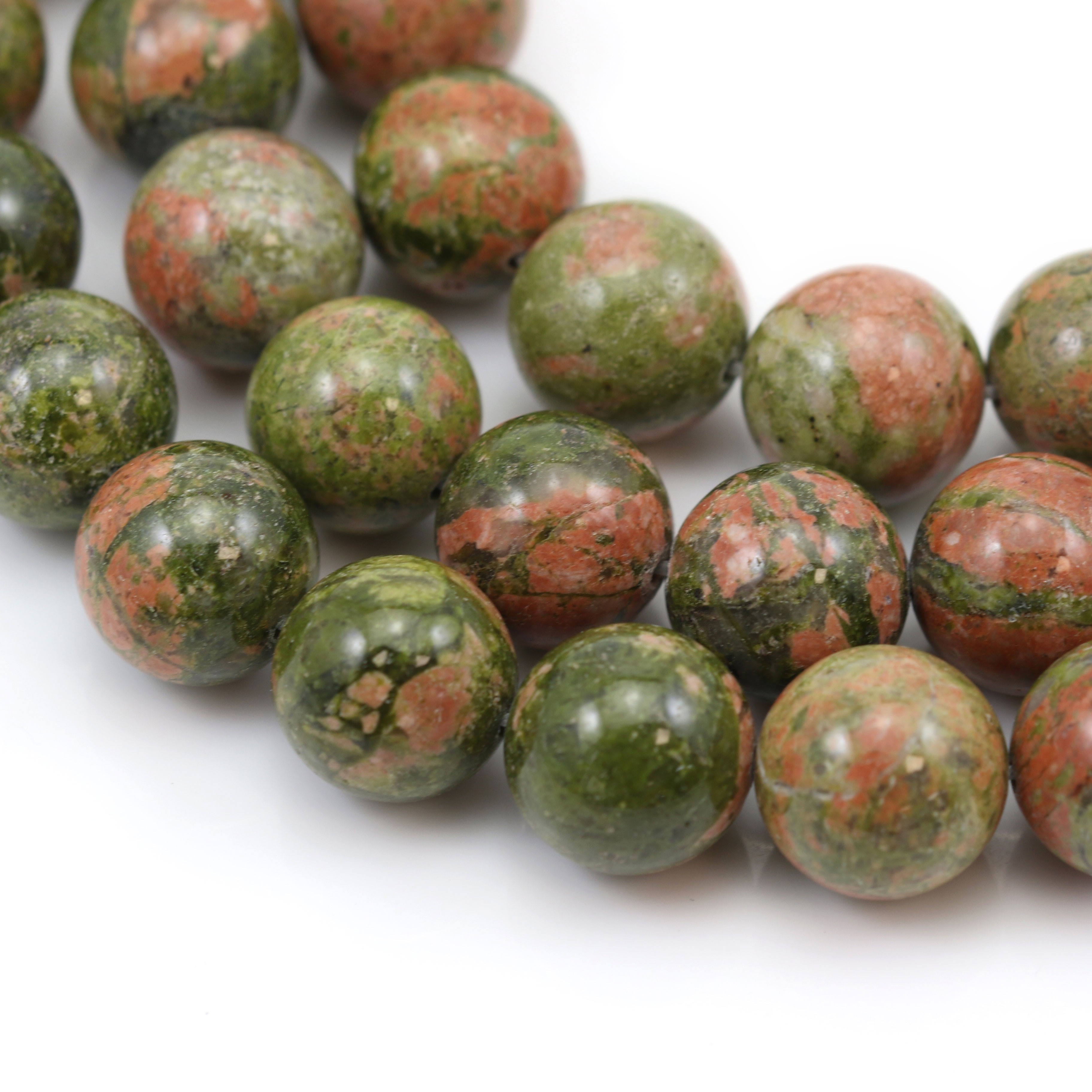 Natural Unakite Piedras Preciosas facetado redondo perlas de 15" 2 mm 4mm 6mm 8mm 10mm 12mm 14mm 