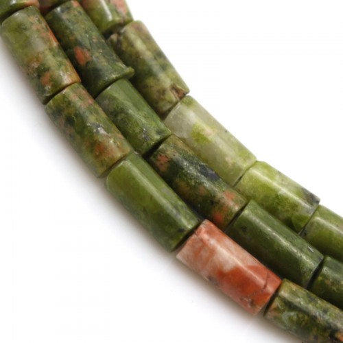 Unakite, in shape of a tube, and in size of 4 * 8mm x 40cm