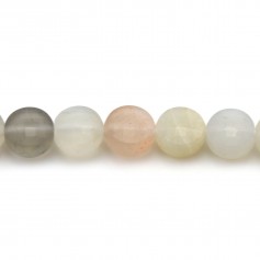 Gemstone de lune multicolor round flat faceted 6mm x 6pcs