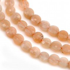 Orange moon stone, in round faceted flat shape, 4.5mm x 39cm