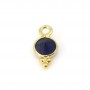 Round faceted dyed sapphire charm on gold gilt silver 5x10mm x 2pcs