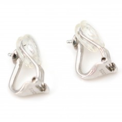 Silver 925 rhodium & silicone ear clips for beads half-percé x 2pcs