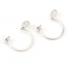 Pins d'oreilles silver 925 x15mm for bead half-percé x 2pcs
