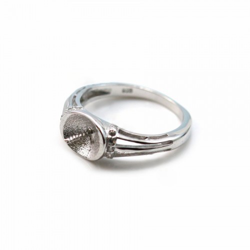 Porta anillos de plata 925 rodio y circonio para perla semiperforada x 1pc