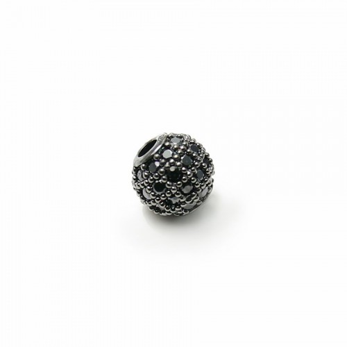 Bola con strass 6mm plata 925 negro x 1pc