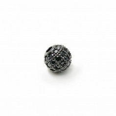 Palla con strass 6mm argento 925 nero x 1pc