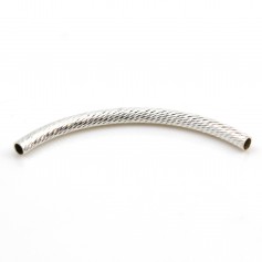 925 sterling silver twisted-style shiny tube 45mm x 1pc