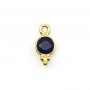 Round faceted dyed sapphire charm on gold gilt silver 5x10mm x 2pcs