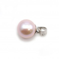 Bélière coupelle, pour perles semi-percées, argent 925 rhodié, 13.8mm x 2pcs