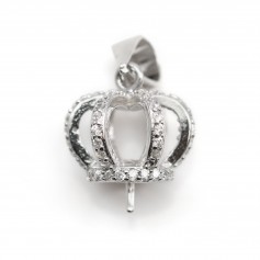 Bélière couronne coupelle, pour perles semi-percées, argent 925 rhodié, 19mm x 1pc