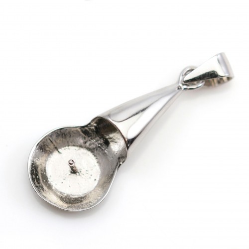 Clip, für halbgebohrte Perlen , 925er Silber, rhodiniert 29mm x 1pc x 1pc