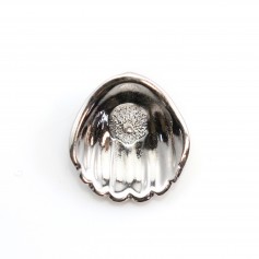 Bélière coquillage, pour perle semi-percée, argent 925 rhodié,15.8mm x 1pc