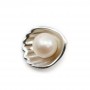 Rhodium 925 silver pendant-holder 16mm for half-drilled pearls x 1pc