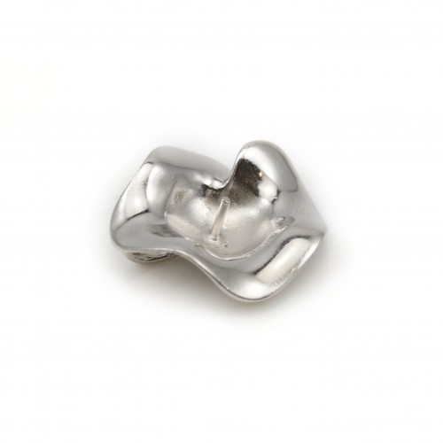 Blume, 925er Silber, rhodiniert, für halbdurchbohrte Perle, 20mm x 1Stk