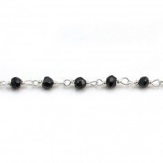 Silver Chain with Black Spinelle of 2-3mm x 20cm 