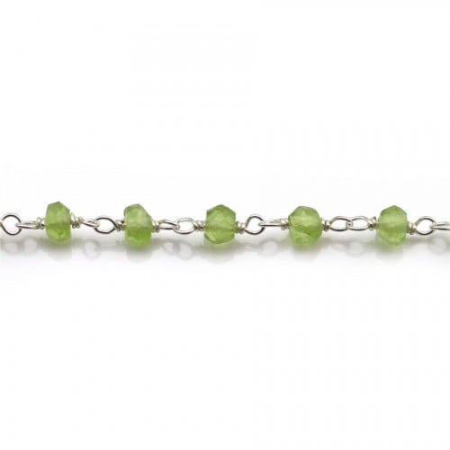 Silver Chain with Peridot of 3-4mm x 20cm 