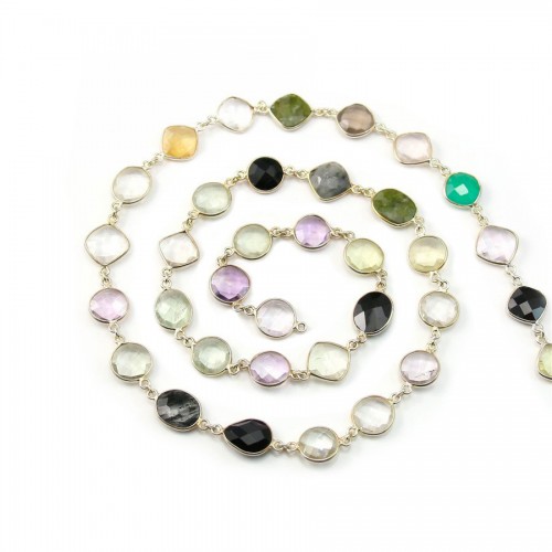 Sterling Silver Chain with Mixed Stones of 7-12mm x 15cm 