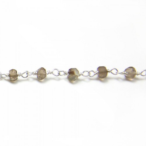Silver chain with smoking quartz of 3-4mm x 20cm