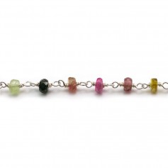 Silver Chain with Tourmaline in 3-4mm x 20cm