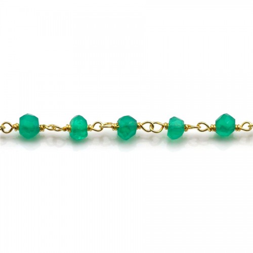 Golden Silver Chain with Green Agate in 3-4mm x 20cm