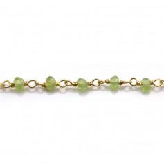 Gold Plated Silver Chain with Peridot of 3-4mm x 20cm 