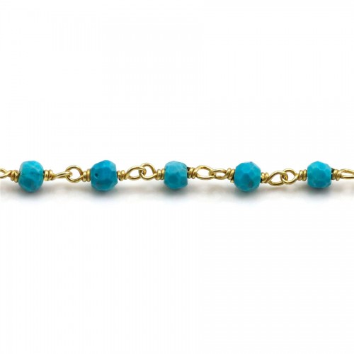 Gold Plated Silver Chain with Turquoise reconstituted of 3-4mm x 20cm 