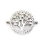 Breloque arbre en argent 925 & zirconium 15mm avec 2 anneaux