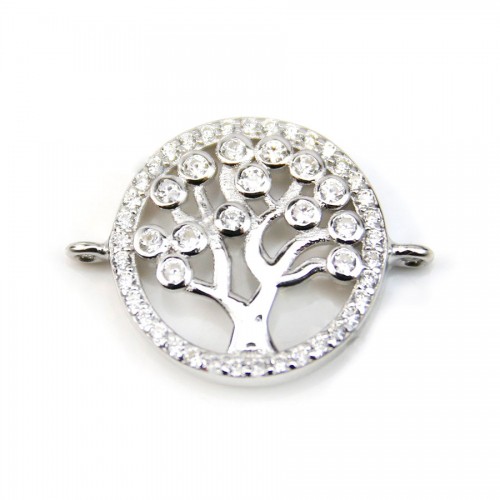 925 Sterling Silver & Zirconium Spacer Tree 15mm com 2 Anéis x 1pc