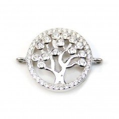 925 Sterling Silver & Zirconium Spacer Tree 15mm com 2 Anéis x 1pc