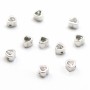 925 silver & rhinestone heart shaped spacer of 4mm x 1pc