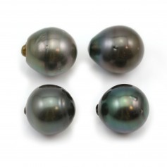 Tahitian cultured pearl, half-round, 14-15mm x 4pcs