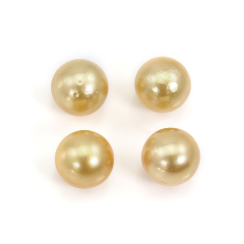 Perle des mers du Sud, dorée, ronde, 9.5-10mm x 1pc