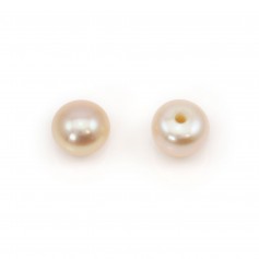Freshwater cultured pearls, half-perforated, salmon, button, 4.5-5mm x 4pcs