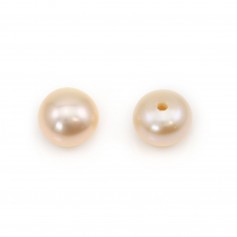 Freshwater cultured pearls, semi-perforated, salmon, button, 5-5.5mm x 4pcs