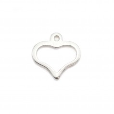 Heart shape charm 8mm silver 925 x 4pcs