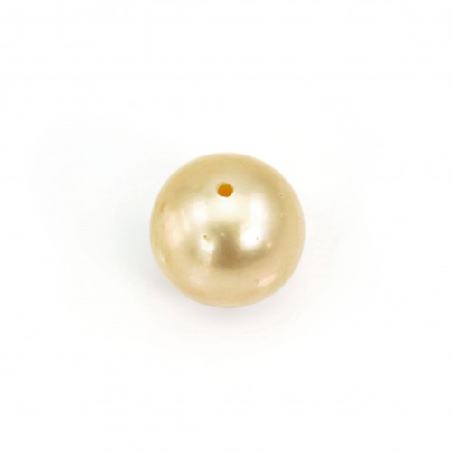 South Sea pearl, fully drilled, champagne, round, 9-9.5mm x 1pc