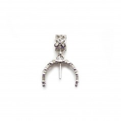 Pendant in sterling silver 925, 13*19mm, for half-drilled pearl x 1pc