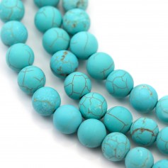 Turquoise reconstituted matte of round shape, 8mm x 38cm