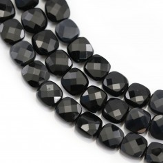 Black onyx, square faceted, 6mm x 39cm