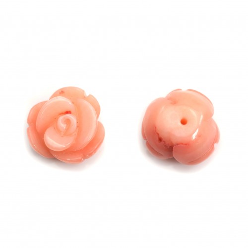 Halbdurchbohrter rosafarbener Seebambus, Blume, 12mm x1St